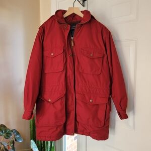 Lands' End Maroon Zip Up Heavyweight Anorak Barn‎ Jack, Size Womens M
